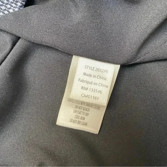 Ecru Knit Blazer Black White Dotted Boyfriend Jacket Rib Collar Size 12 - Picture 16 of 16